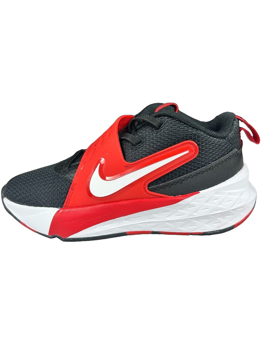 Nike Team Hustle D 12 Sneakers Kids Size 1Y Black Red Mesh Basketball Shoes New